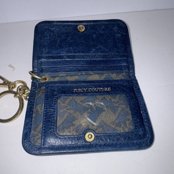 Juicy Couture Y2K Blue Leather Nice Girls Who Like Stuff Keychain ID 3.5x5” VGUC - Picture 5 of 5